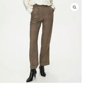Aritzia Wilfred Brown Plaid Straight Leg Pants
